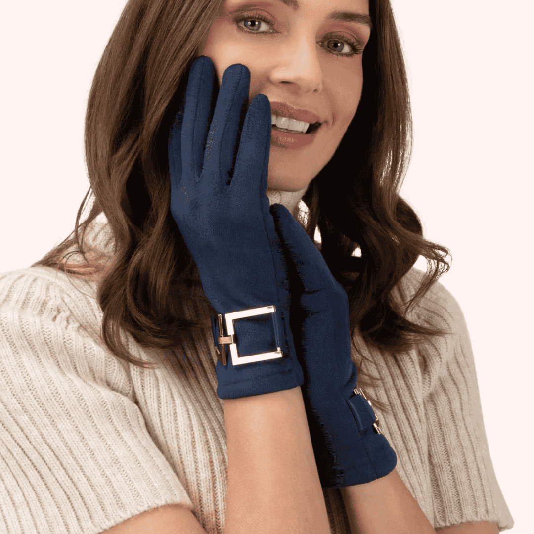 Dana Faux Suede Gloves - Navy