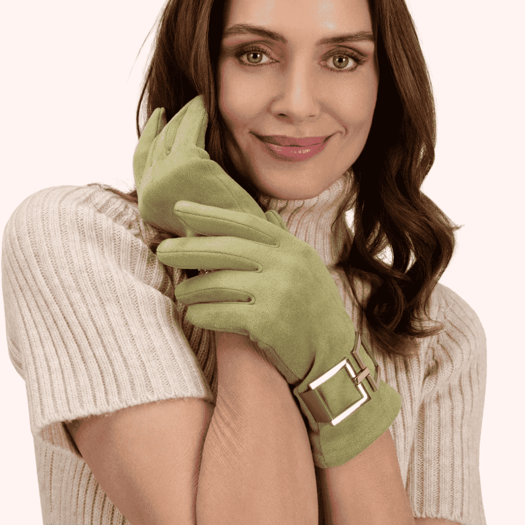 Dana Faux Suede Gloves - Sage