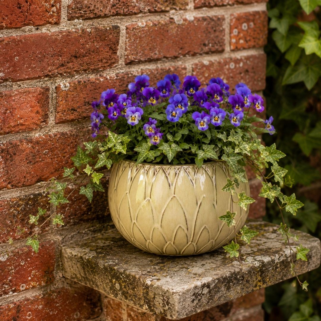 Glazed Bowl Outdoor Planter Victoria - Cream