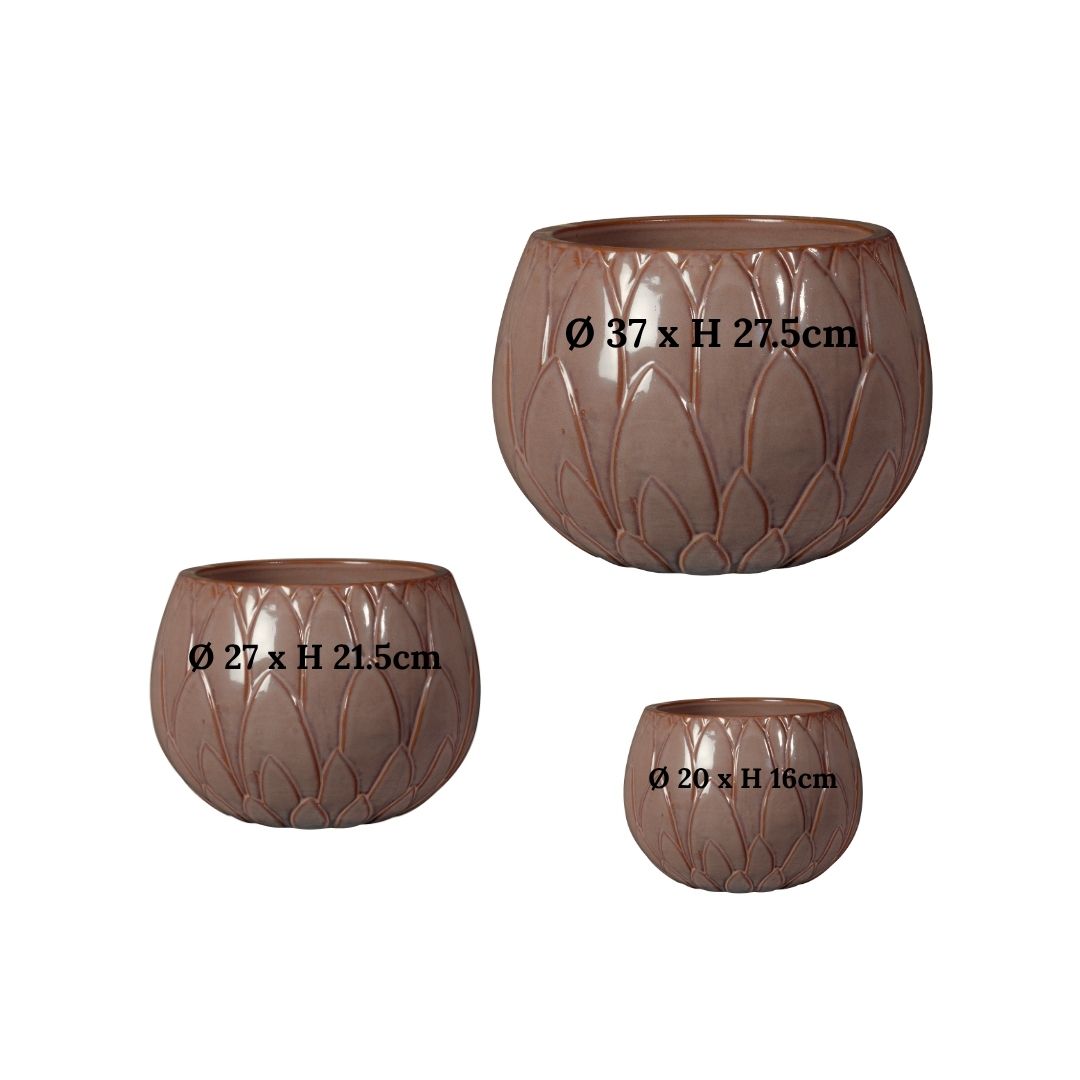 Glazed Bowl Outdoor Planter Victoria - Pink