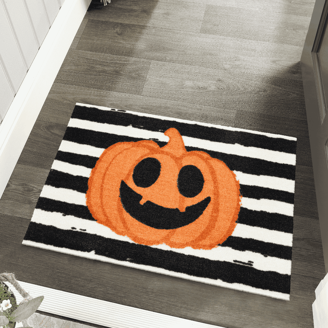 Door Mat Pumpkin Stripe