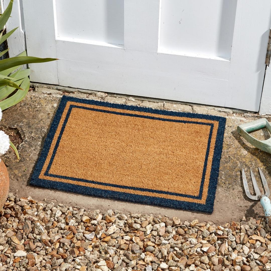 Coir Outdoor Rug Duo Border Navy 40 x 60cm