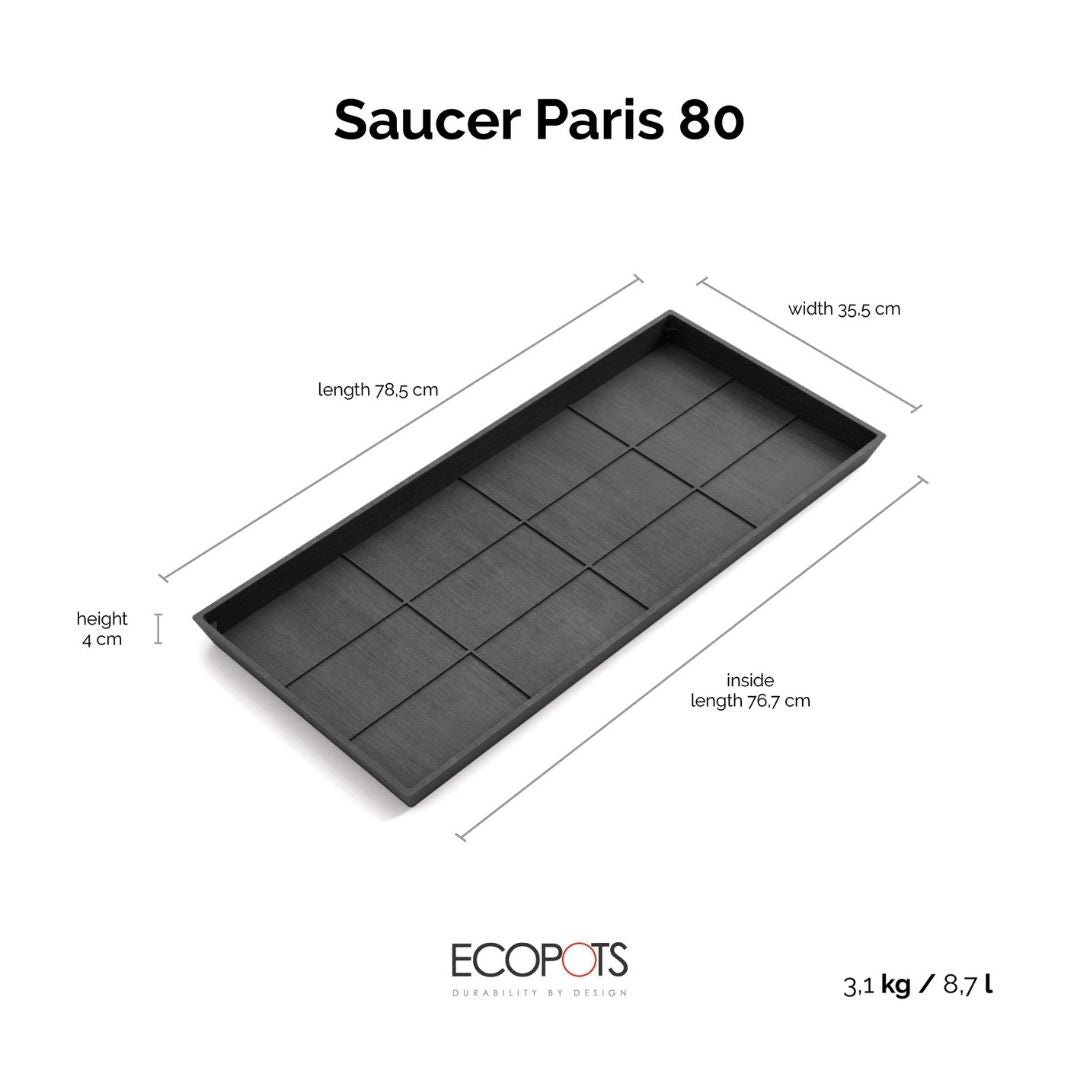 Ecopots Saucer Paris 80 Dark Grey