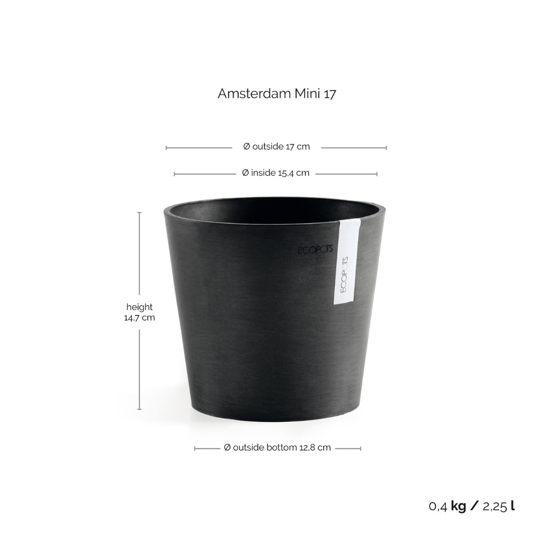 Ecopots Amsterdam Mini Pot Dark Grey