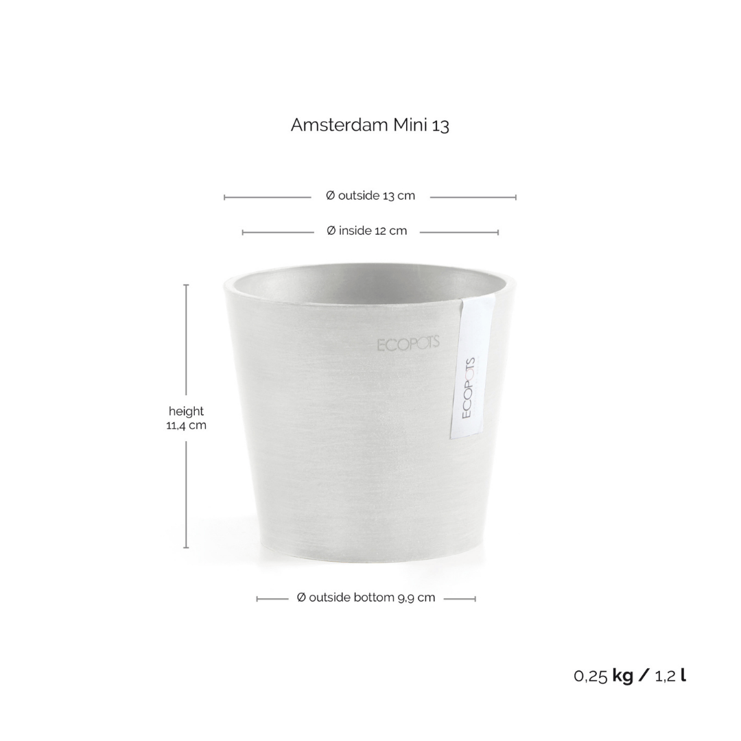 Ecopots Amsterdam Mini Pot White Grey
