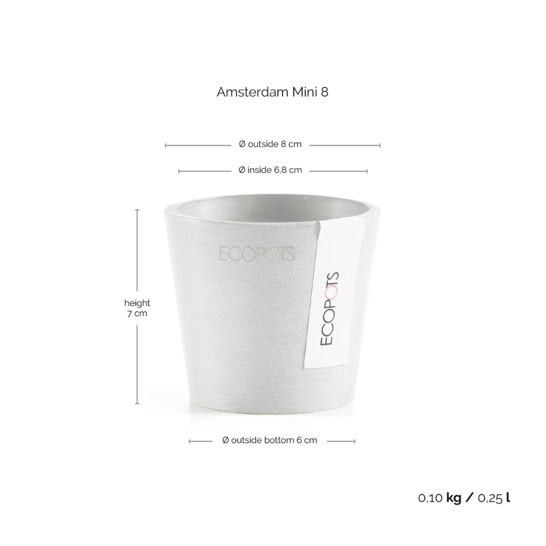 Ecopots Amsterdam Mini Pot White Grey