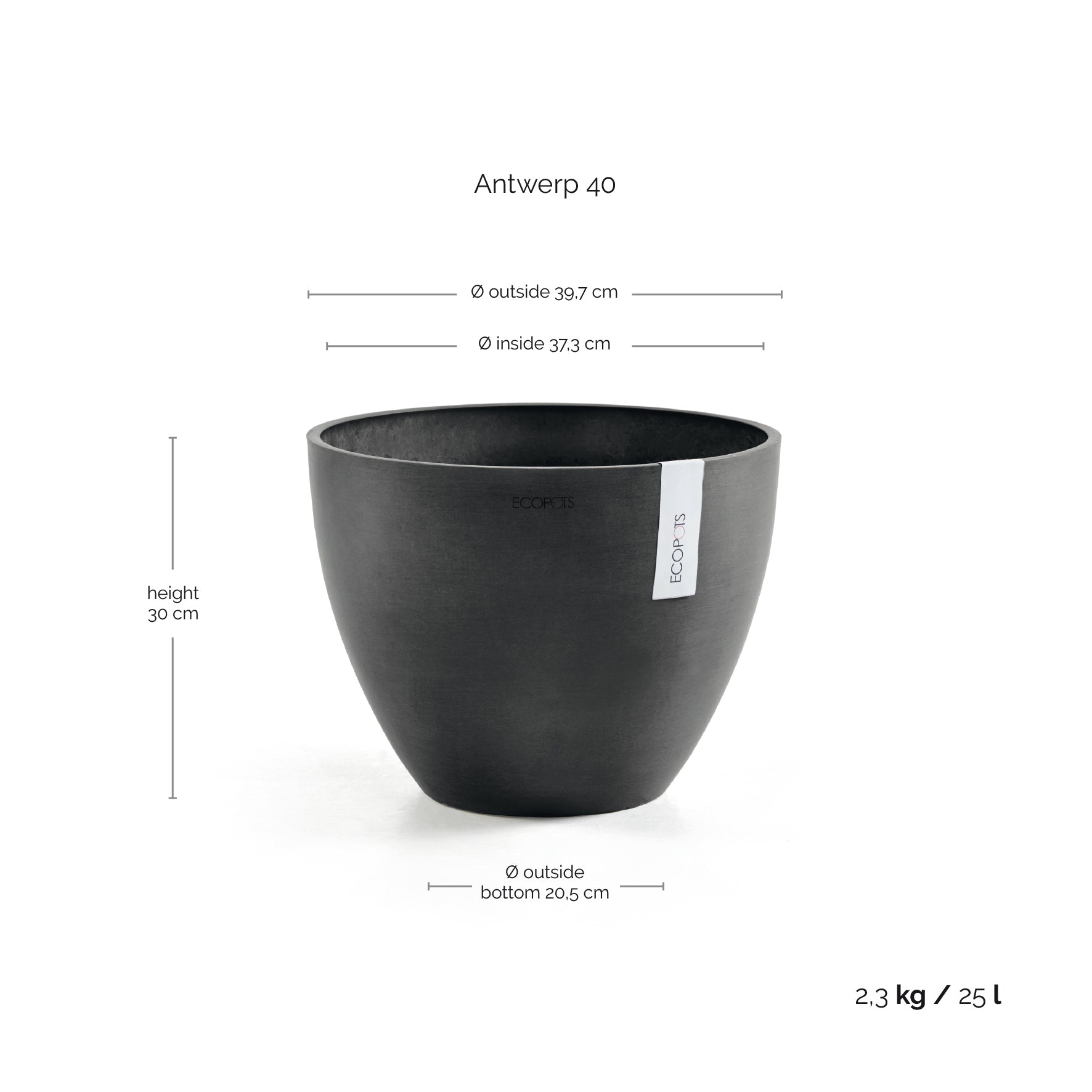 Ecopots Antwerp Dark Grey