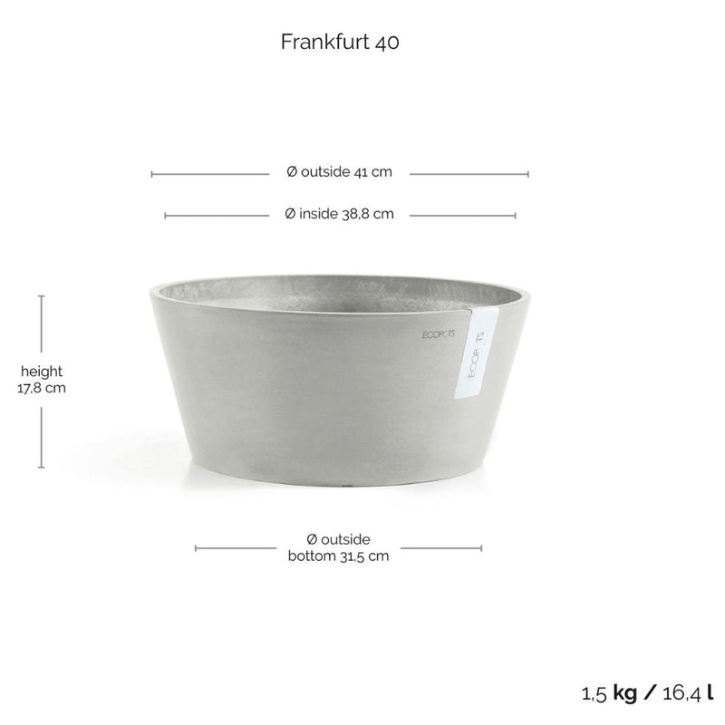 Ecopots Frankfurt 40 White Grey