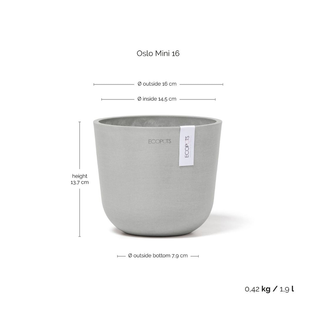 Ecopots Oslo Mini Pot White Grey