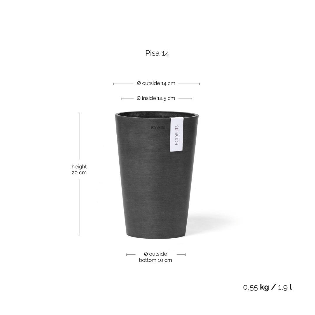 Ecopots Pisa Pot 14 Dark Grey