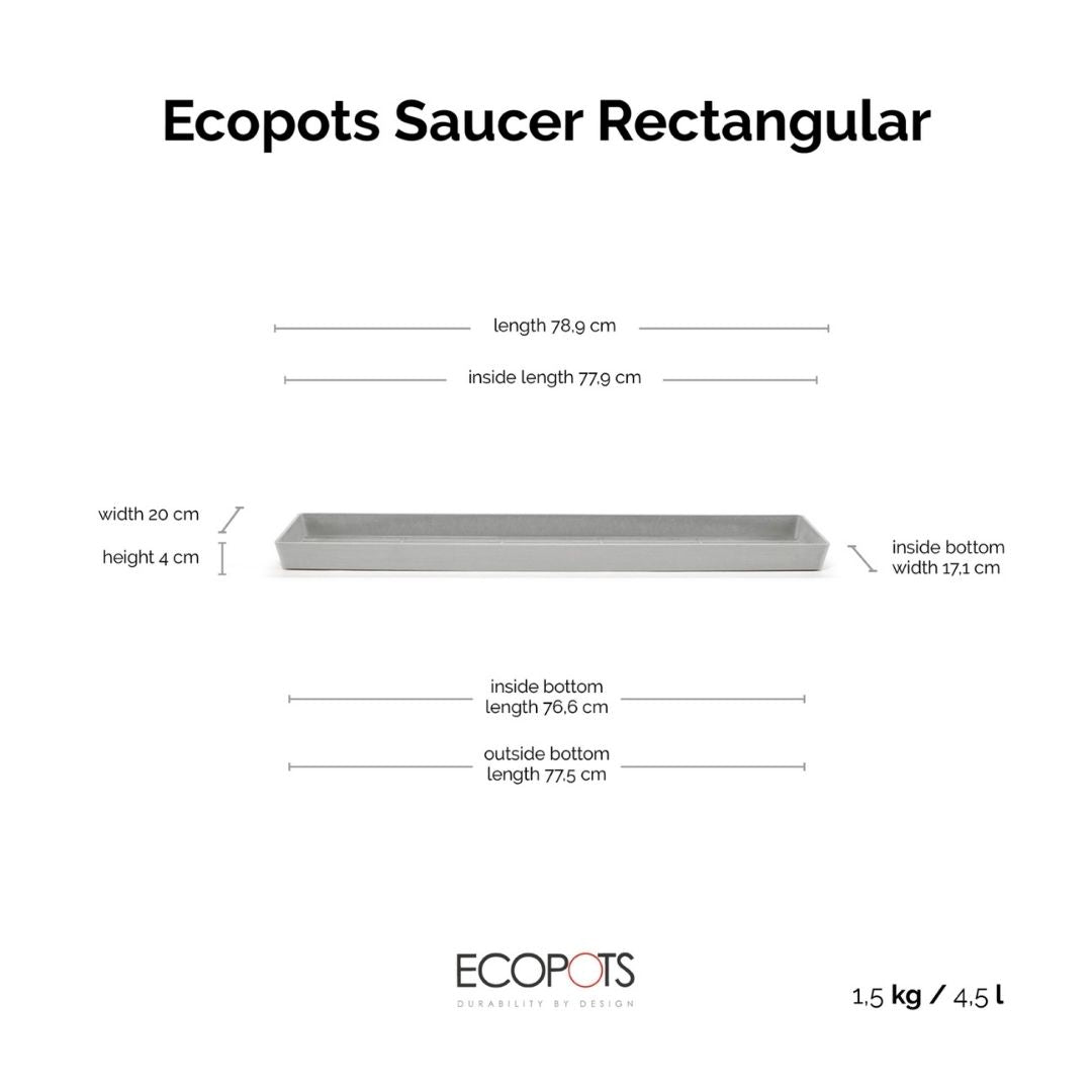 Ecopots Saucer Rectangular White Grey