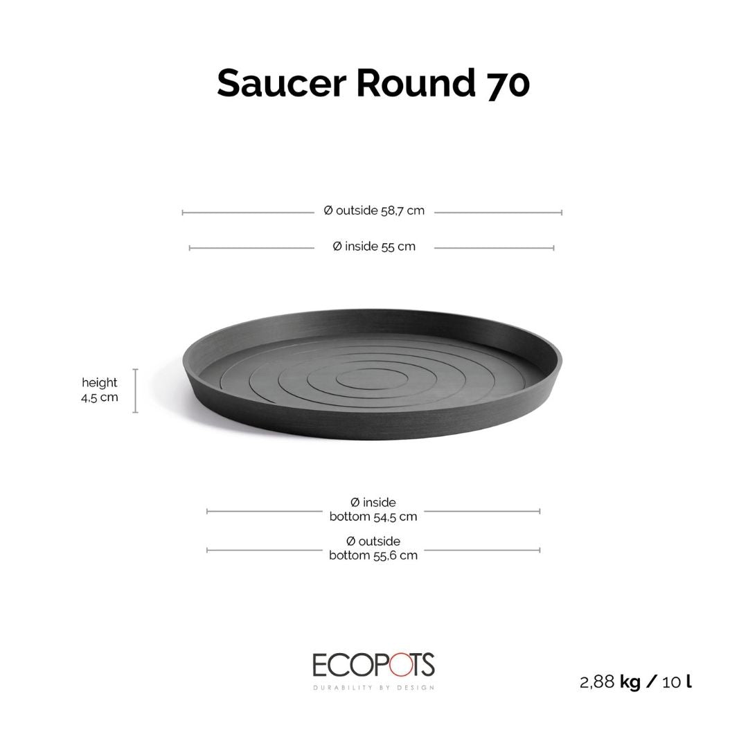 Ecopots Saucer Round Dark Grey