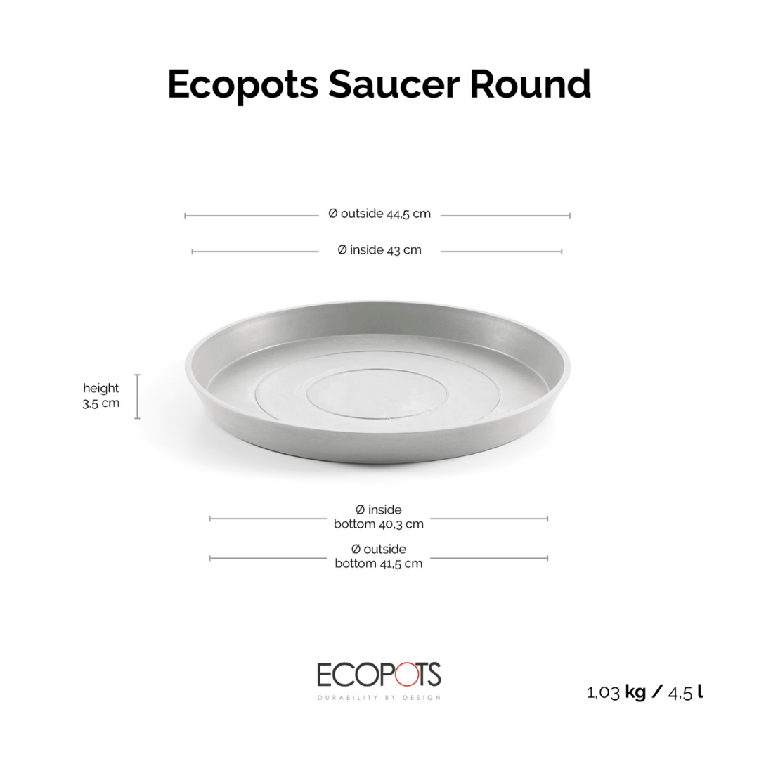Ecopots Saucer Round White Grey