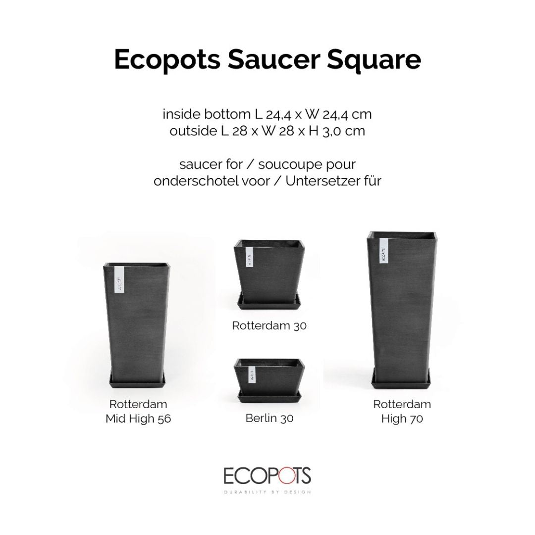 Ecopots Saucer Square Dark Grey
