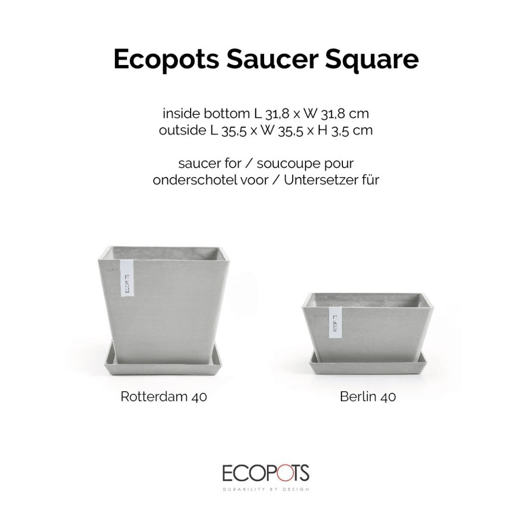 Ecopots Saucer Square White Grey