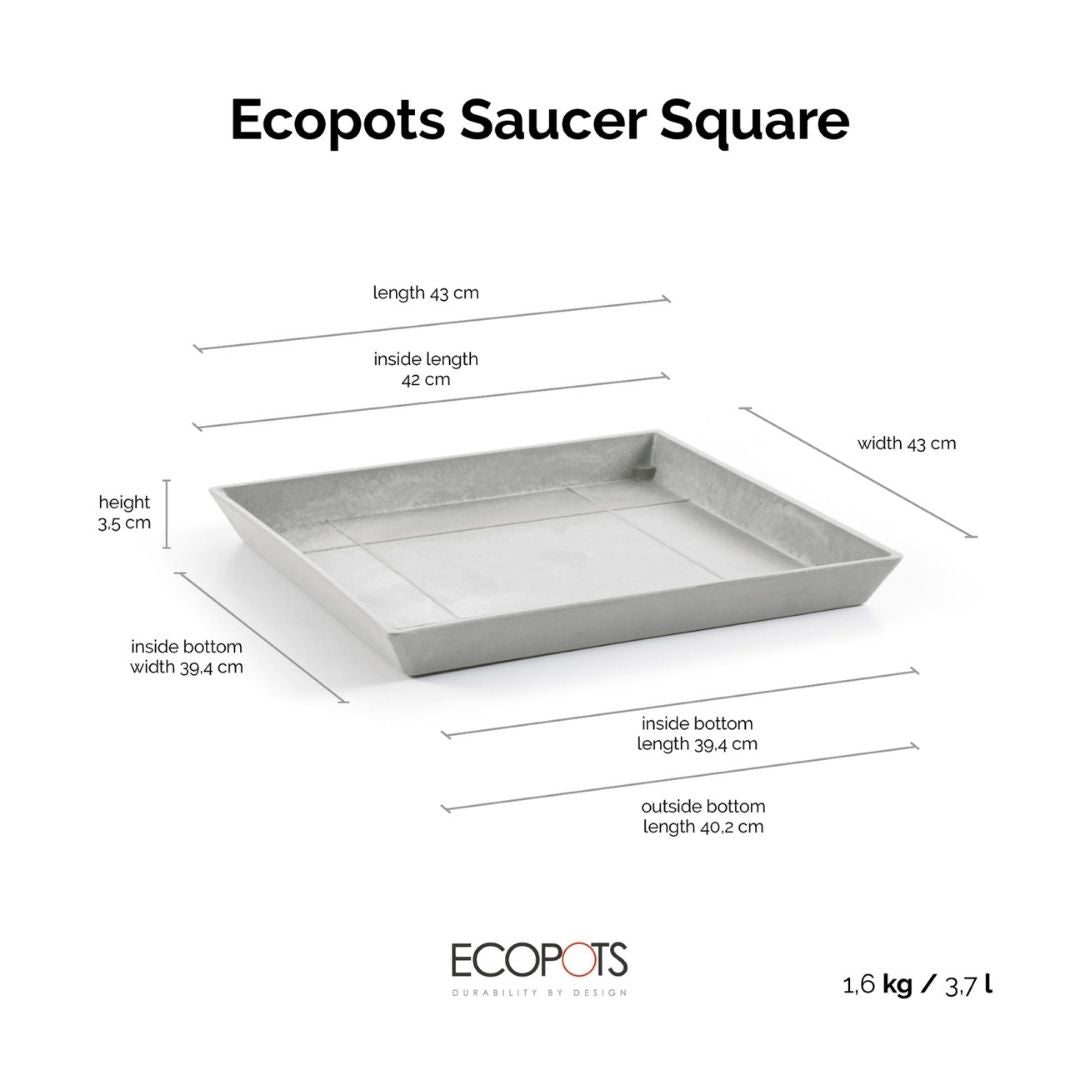 Ecopots Saucer Square White Grey