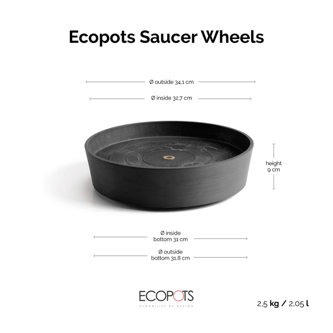 Ecopots Saucer Wheels Round Dark Grey