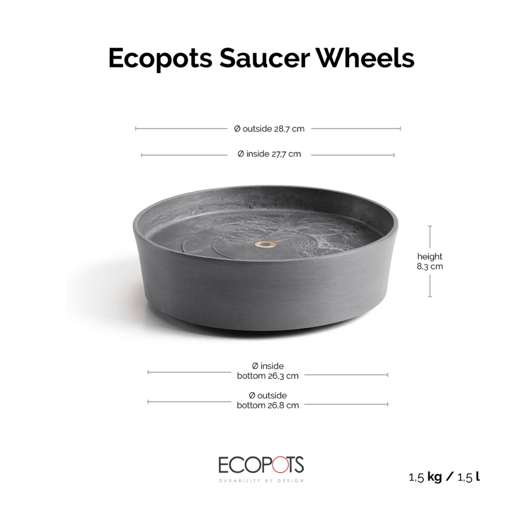 Ecopots Saucer Wheels Round Grey