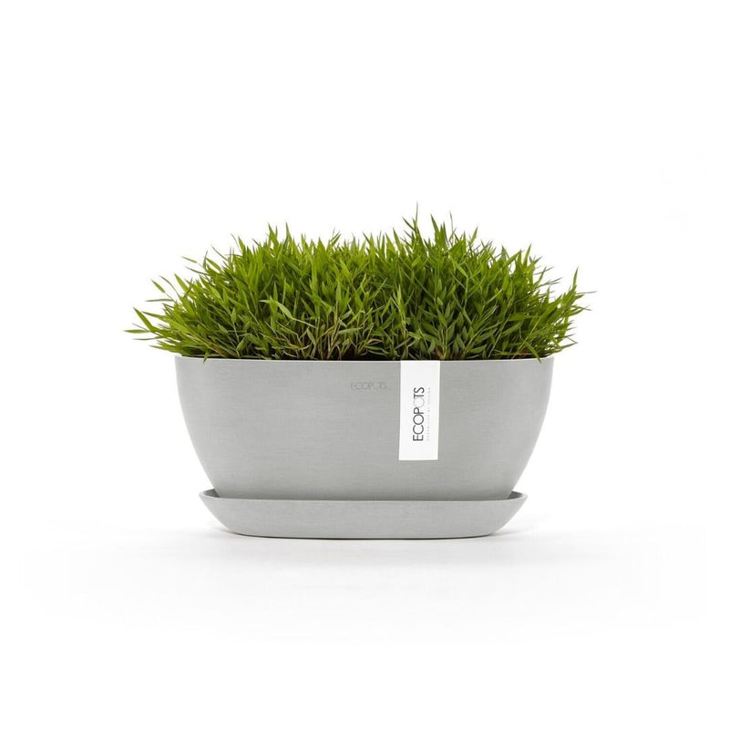 Ecopots Sofia White Grey Pot/Saucer - The Garden HouseEcopots