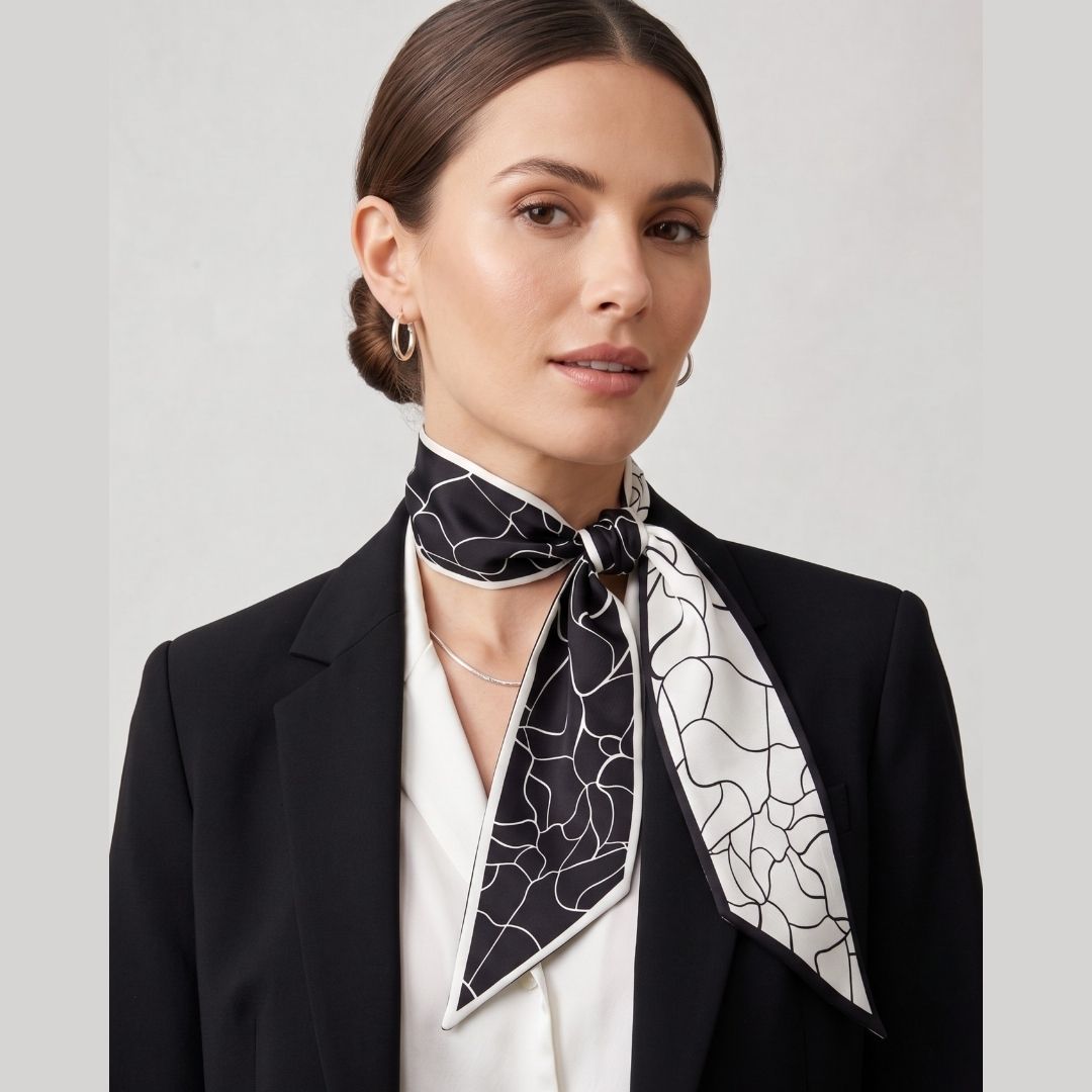 Neck Tie Cream and Black Swirl