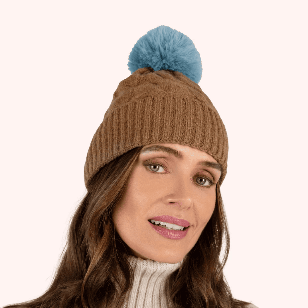 Elise Bobble Hat - Chocolate/Ice