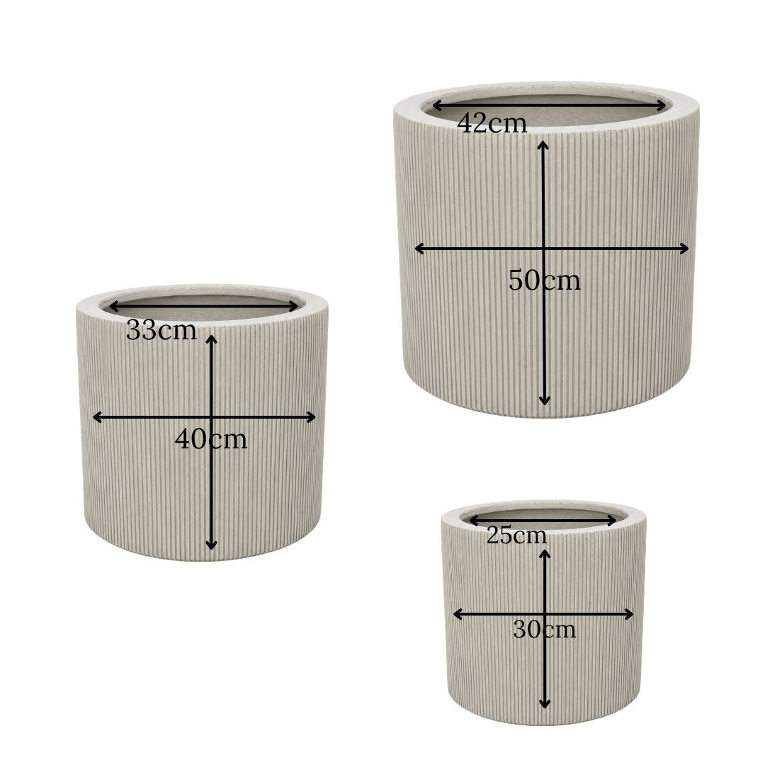 Eschbach Cylinder Pot Vertical Lines - Off White