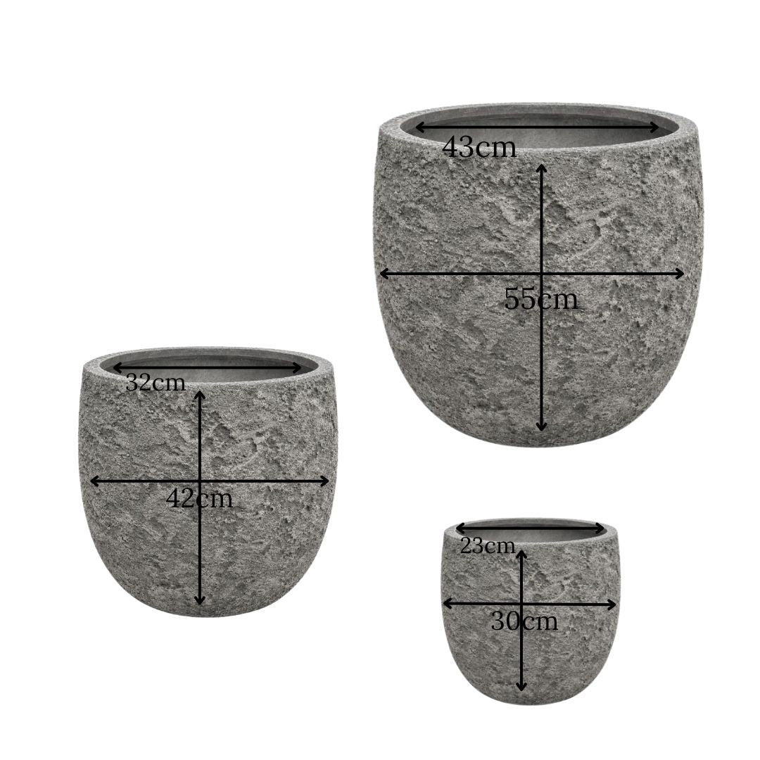 Eschbach High Balloon Pot - Rockstone Light Grey