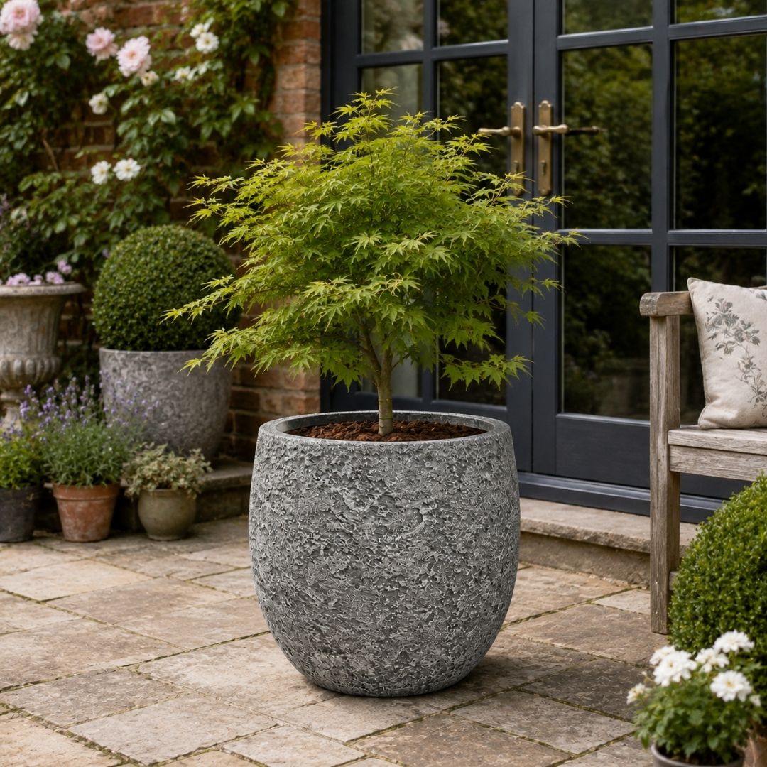 Eschbach High Balloon Pot - Rockstone Light Grey