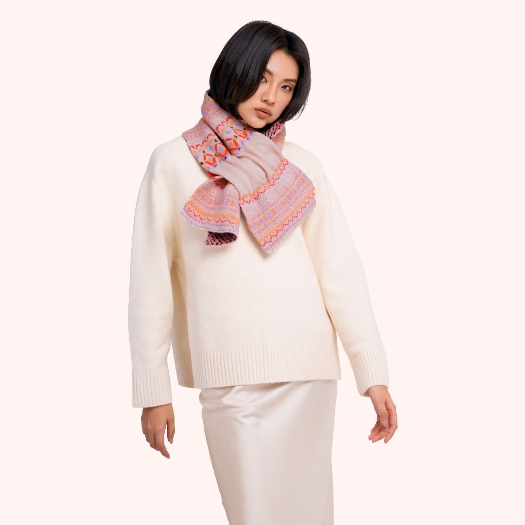 Fair Isle Scarf - Cream Mix