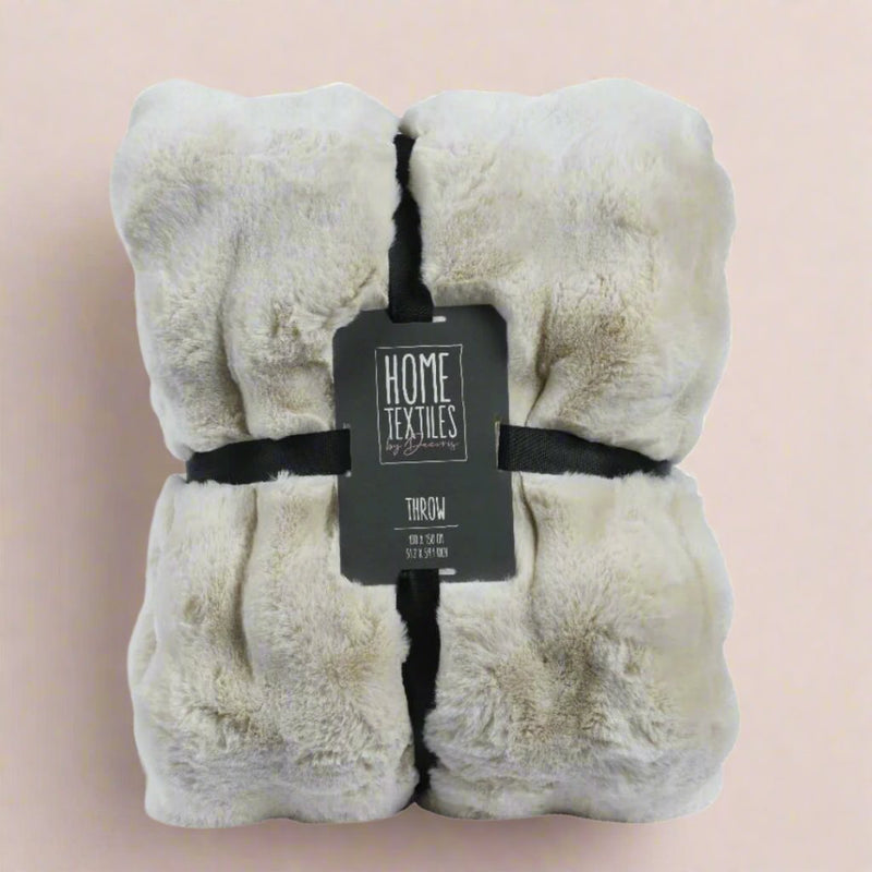 Faux Fur Throw Off White