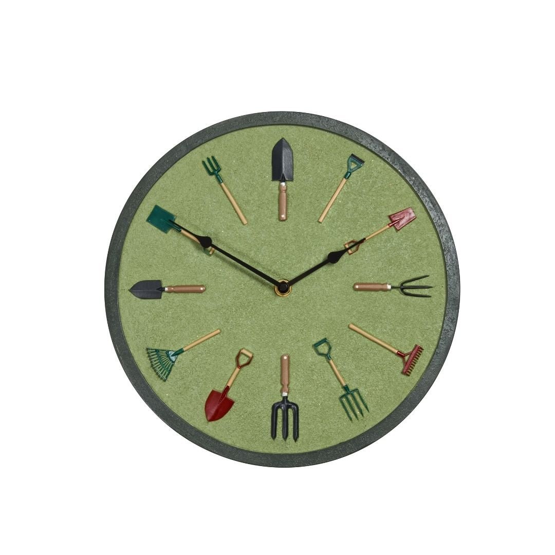 Garden Tools Sage Wall Clock