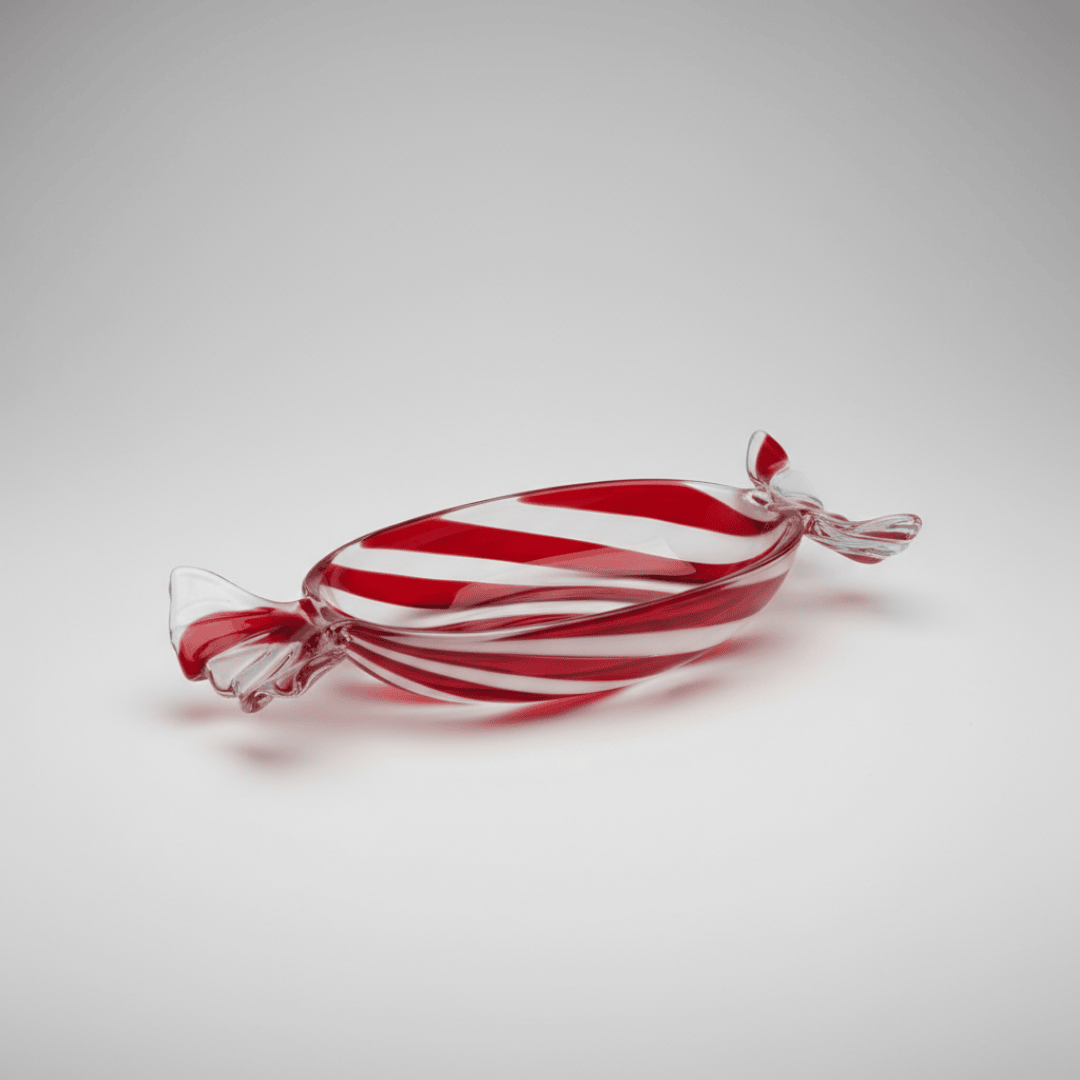Christmas Glass Bowl Candy Red/White
