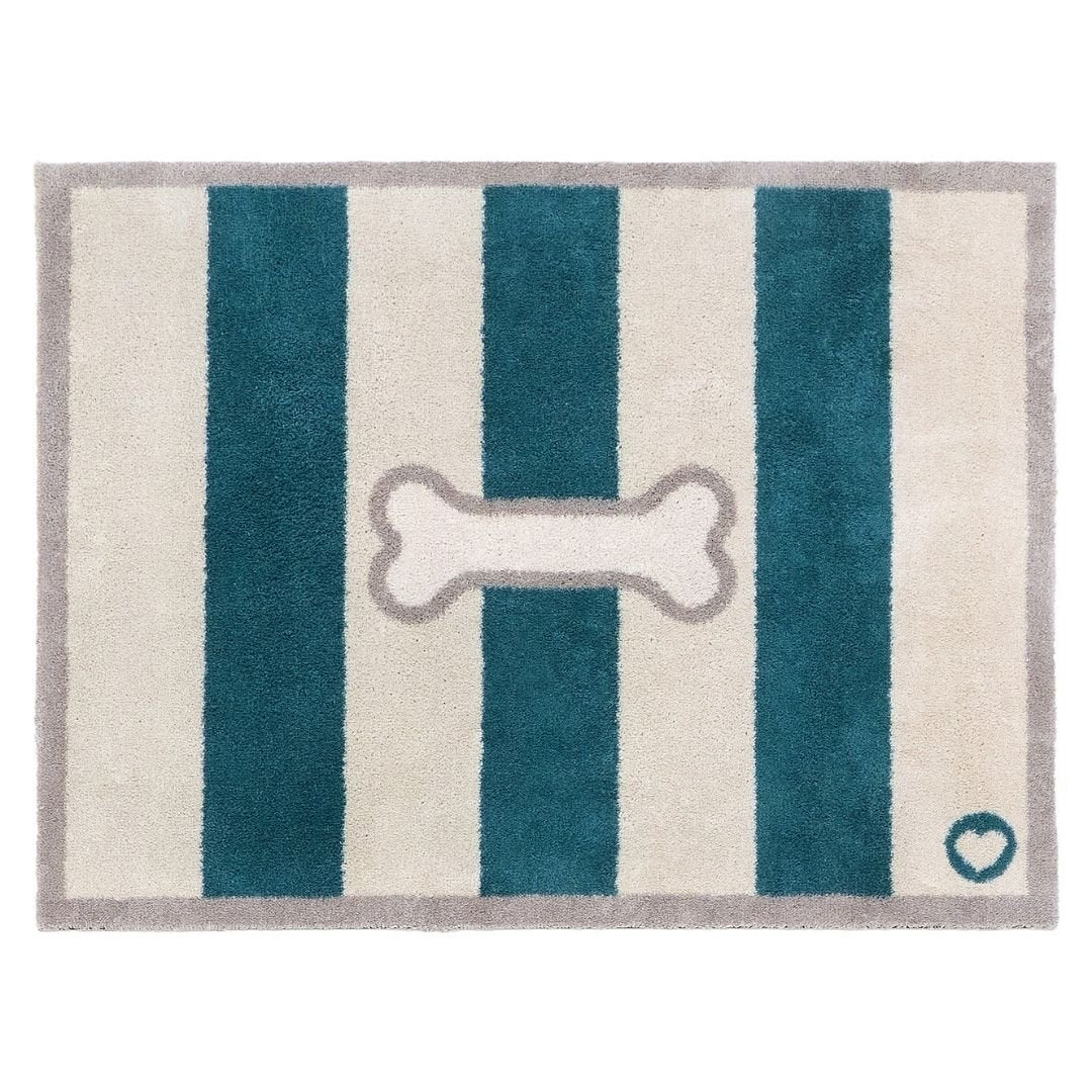 Hug Rug Doormat Bone Stripe Teal