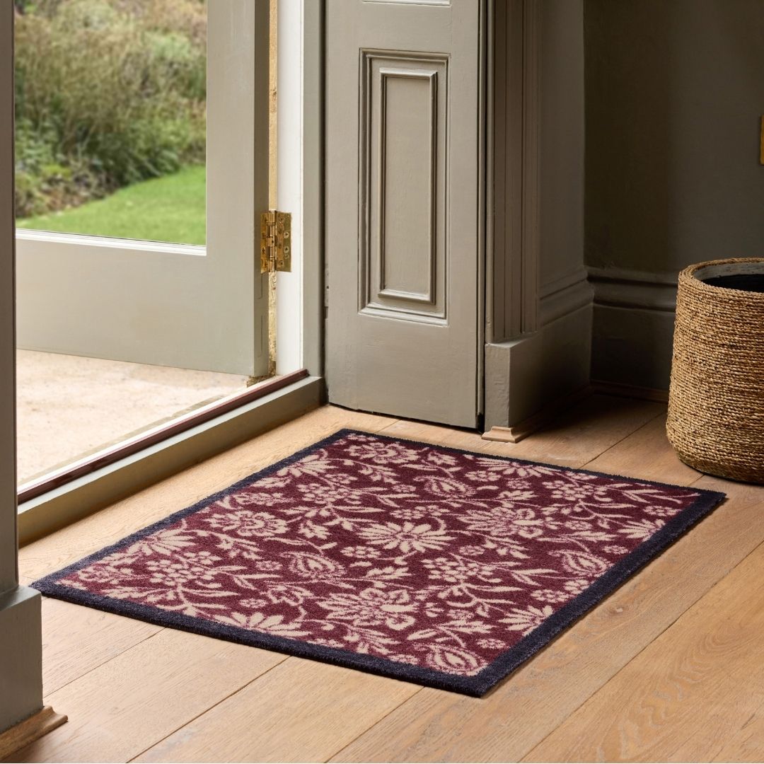 Hug Rug Doormat Paisley Floral Burgundy