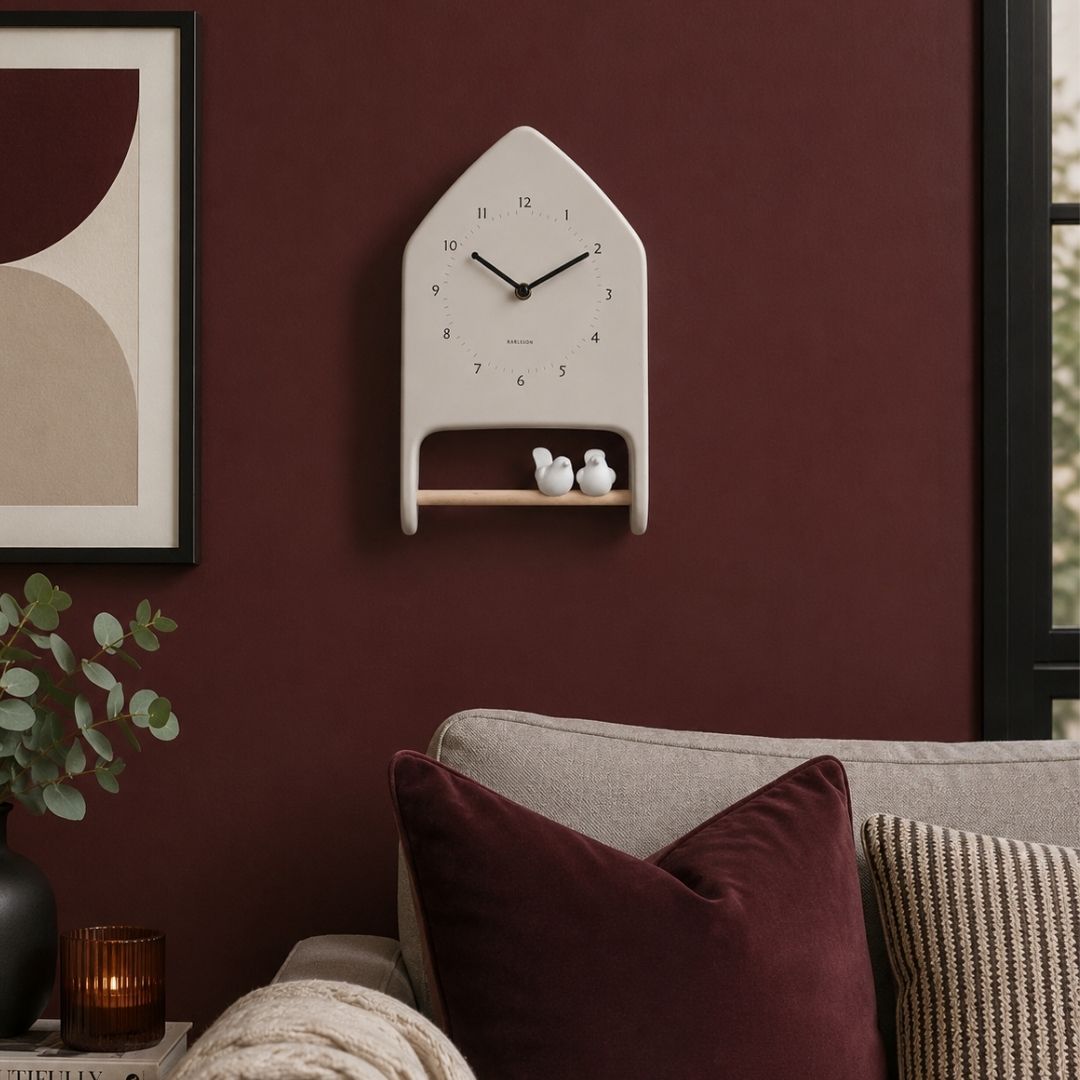 Wall Clock Love Birds - Warm Grey