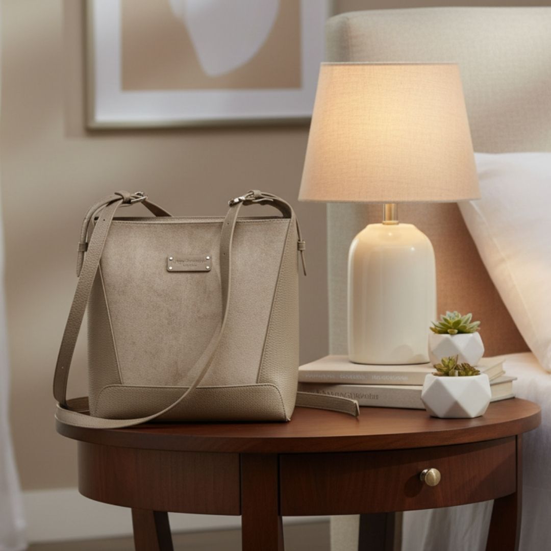 Suede Kensington Cross Body Bag - Mink