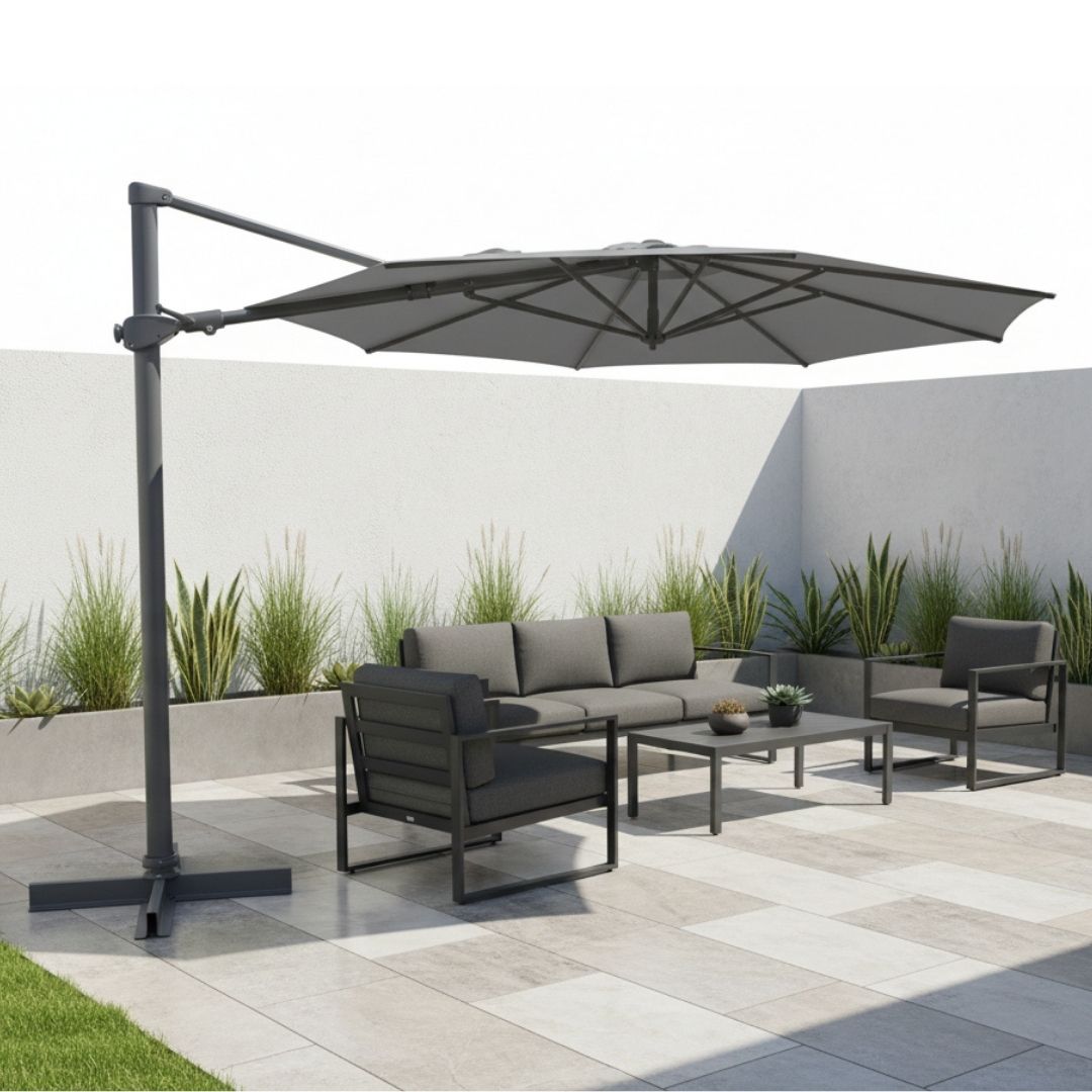 Kettler Aura Free Arm Round Parasol 3m - Slate