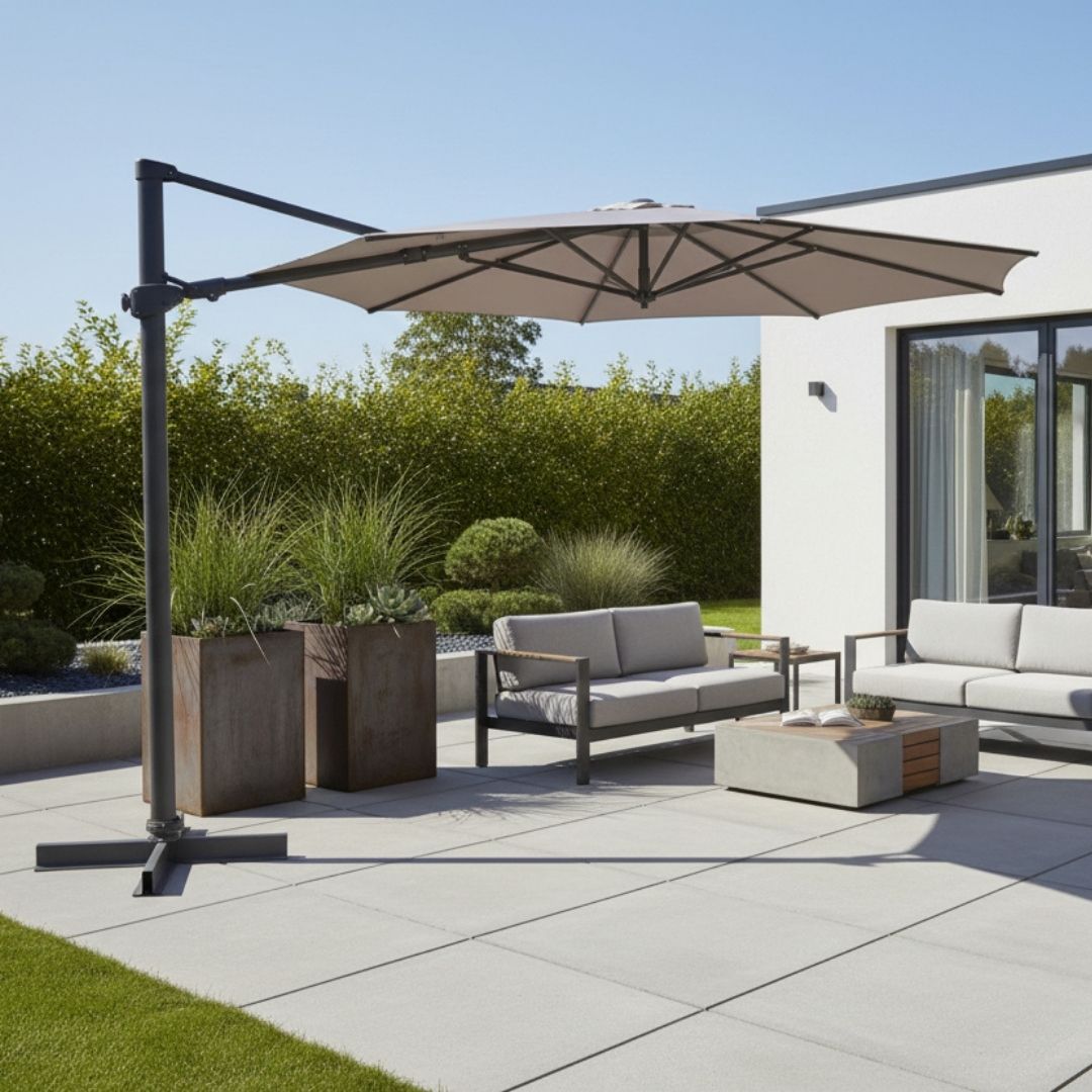 Kettler Aura Free Arm Round Parasol 3m - Stone