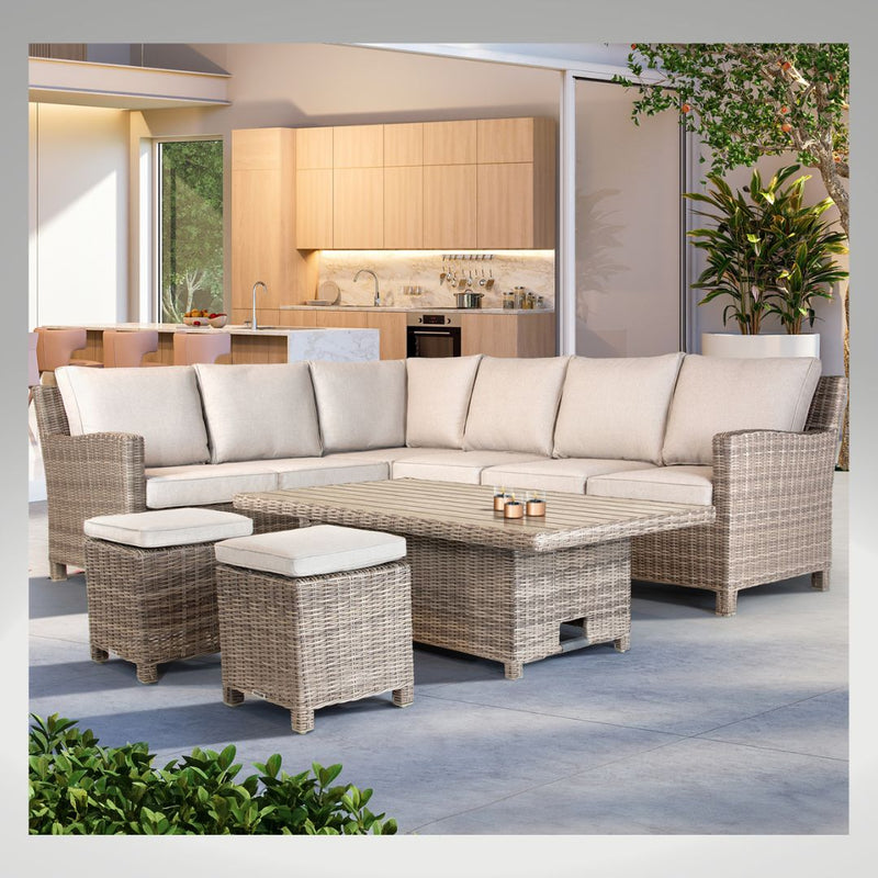 Kettler Palma Corner Set (RH) with High/Low Alu Slat Table - The Garden HouseKettler