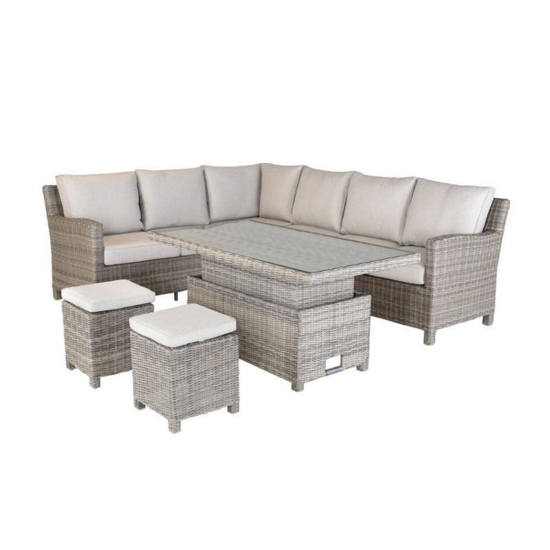 Kettler Palma Corner Set (RH) with High/Low Glass Top Table