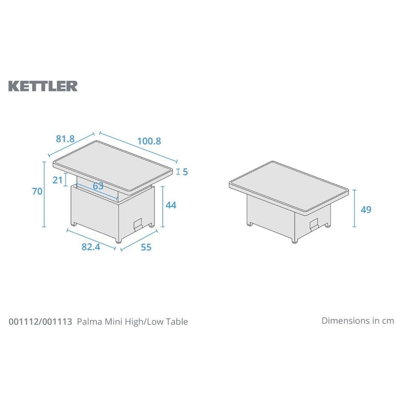 Kettler Palma Mini Corner Set High/Low Glass Table