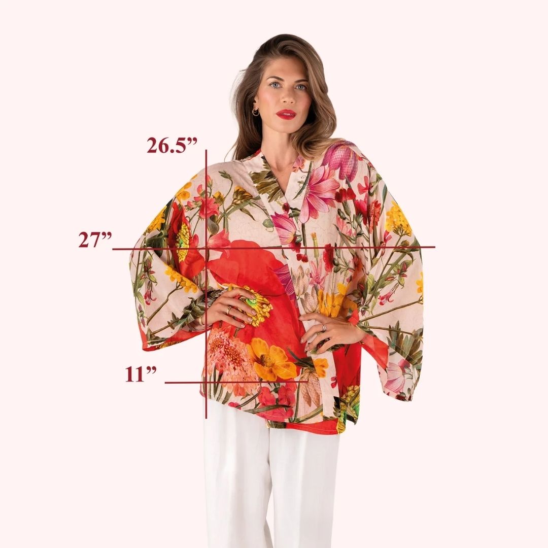 Kimono Jacket Fine Flowers - Cream