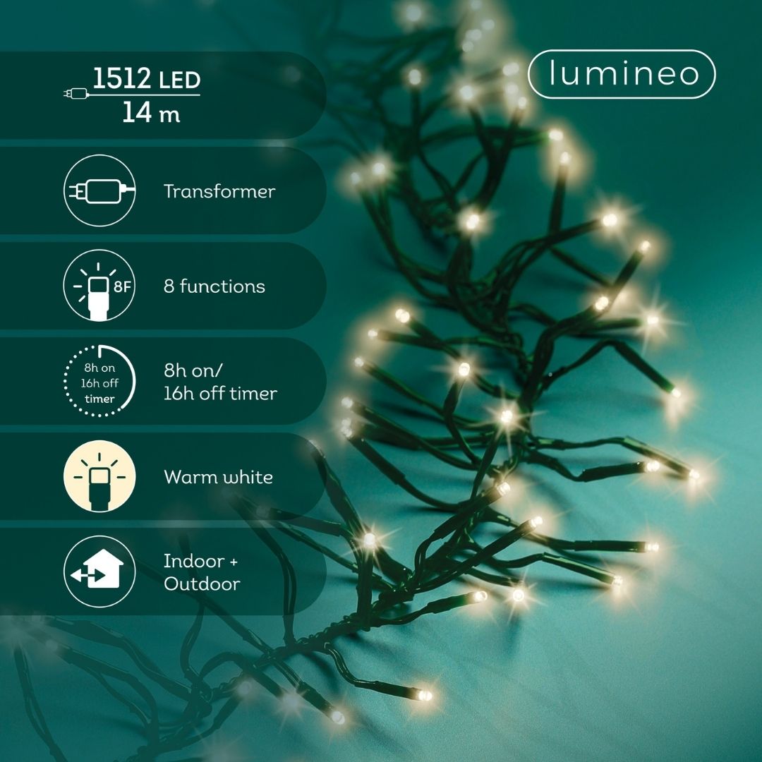 Christmas LED Cluster Lights Warm White 1512 LED