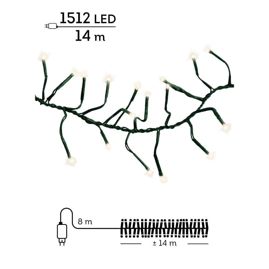 Christmas LED Cluster Lights Warm White 1512 LED