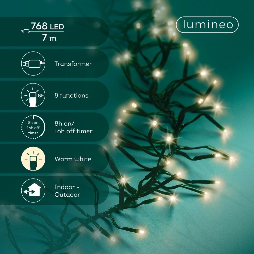 Christmas LED Cluster Lights Warm White 768 LED