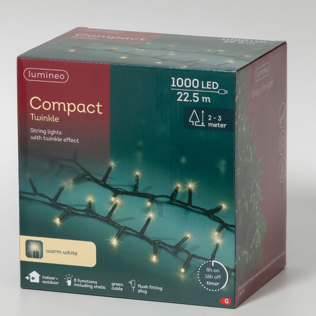 Christmas Lights 1000 LED - Compact, Warm White - Ideal for 6ft Tree