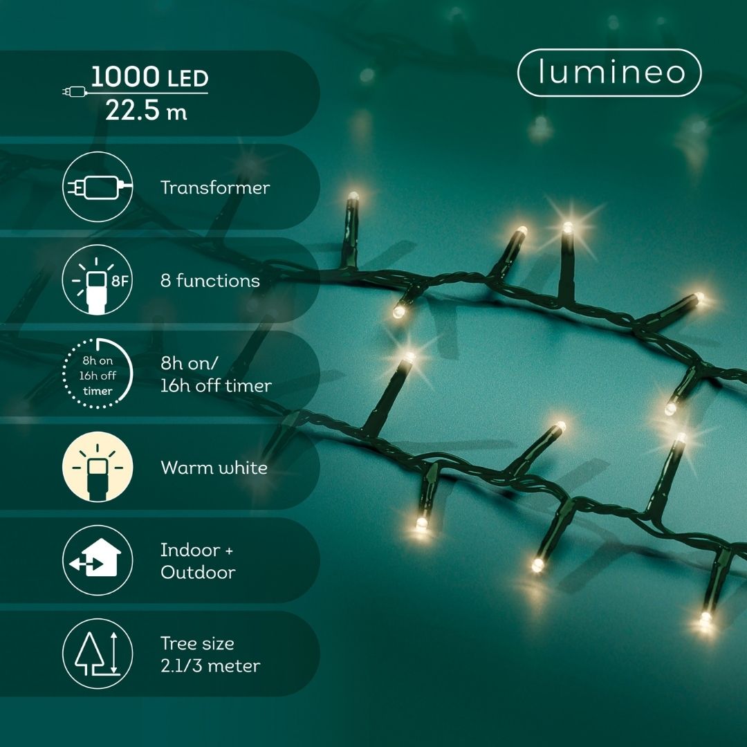 Christmas Lights 1000 LED - Compact, Warm White - Ideal for 6ft Tree