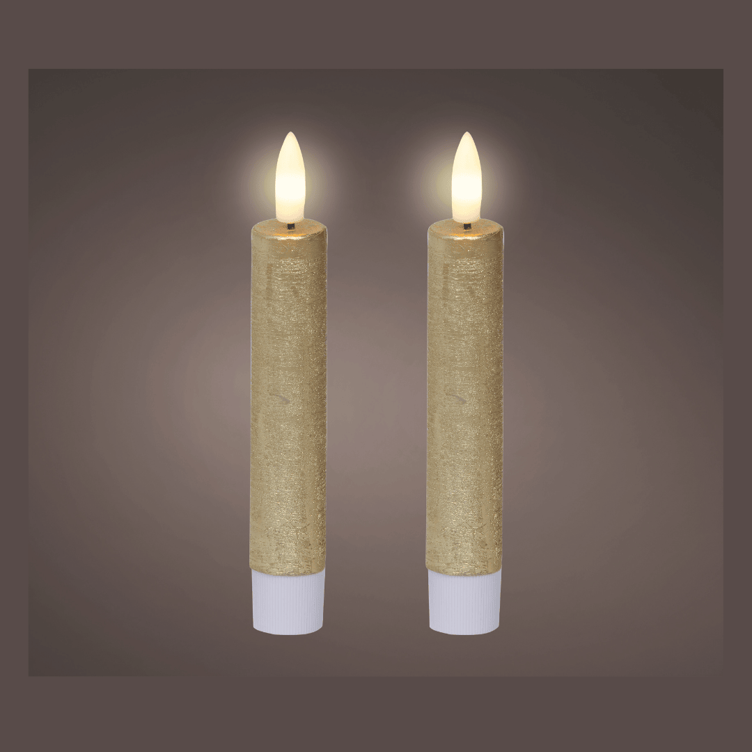 LED Dinner Candles Gold - 14.5cm