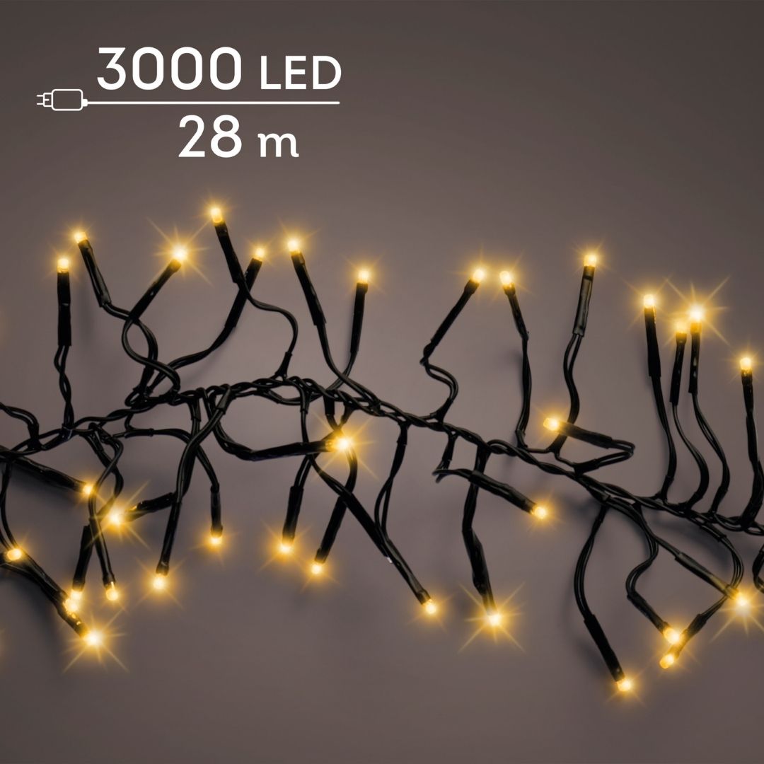 Christmas LED Cluster Lights Classic Warm 3000 LED - Ideal for 9ft Tree