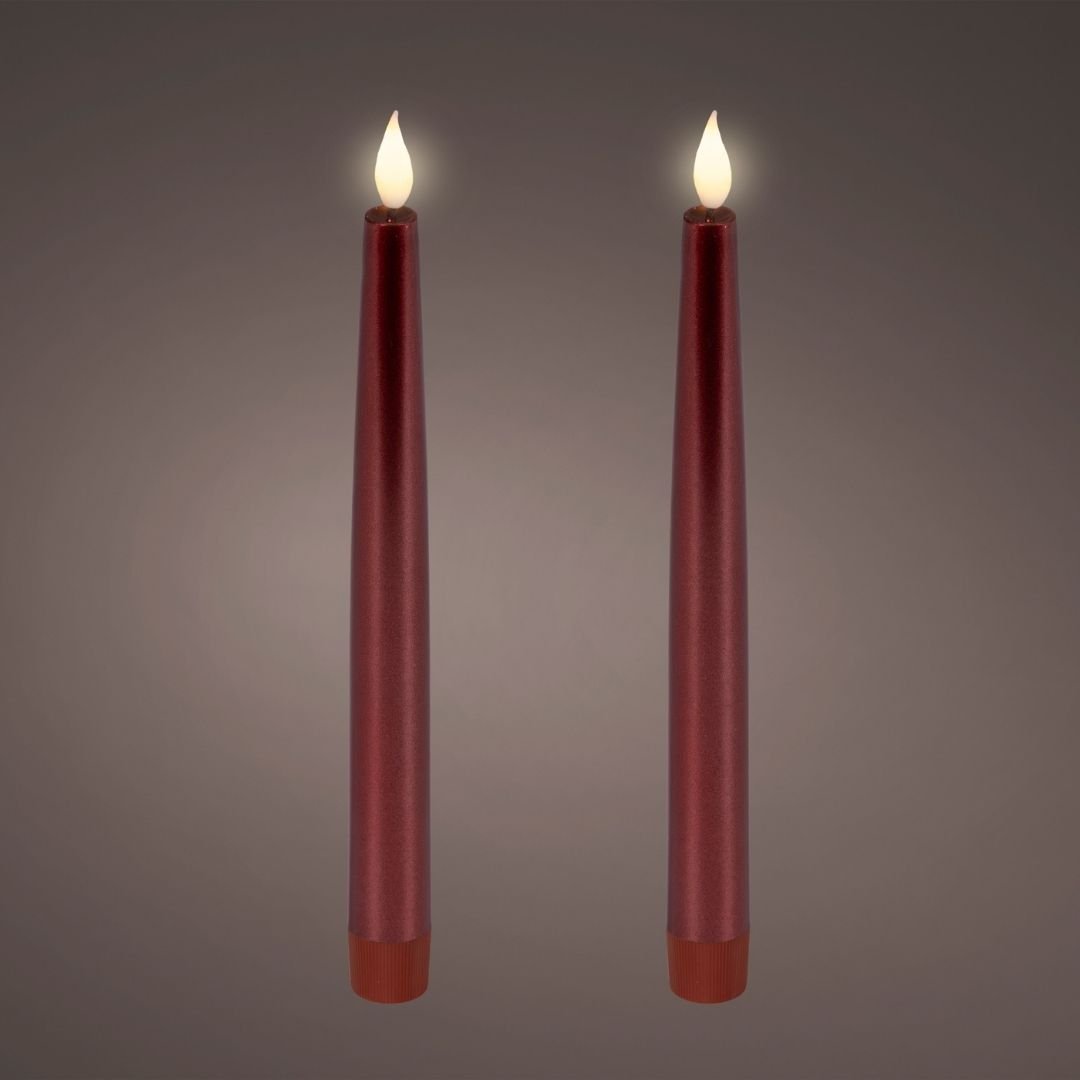 LED Wick Dinner Candles Oxblood - 2 Pack